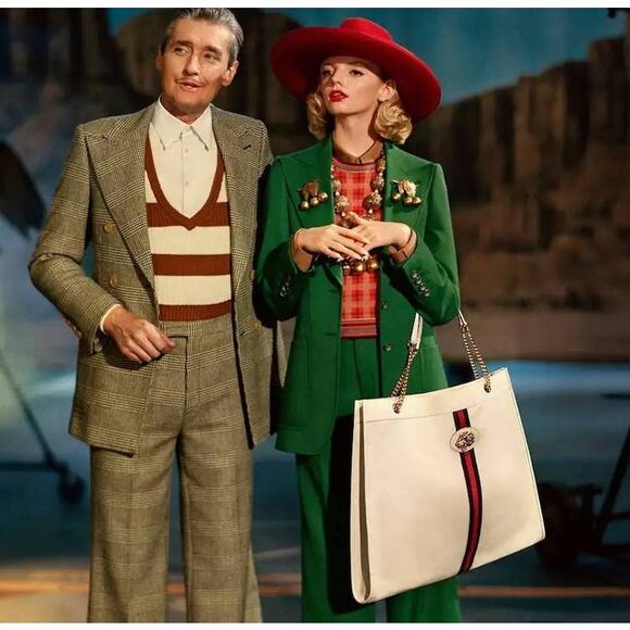 Gucci Ivory White Rajah Web-Striped Leather Tote Bag - Picture 4 of 16